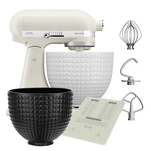 5ksm156cxbpl kitchenaid artisan mixer 156 monochrome white with ceramic bowl scale gwp
