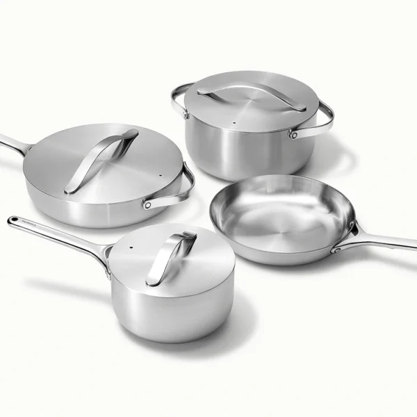 caraway stainless steel cookware set 12 piece 5 ply stainless steel