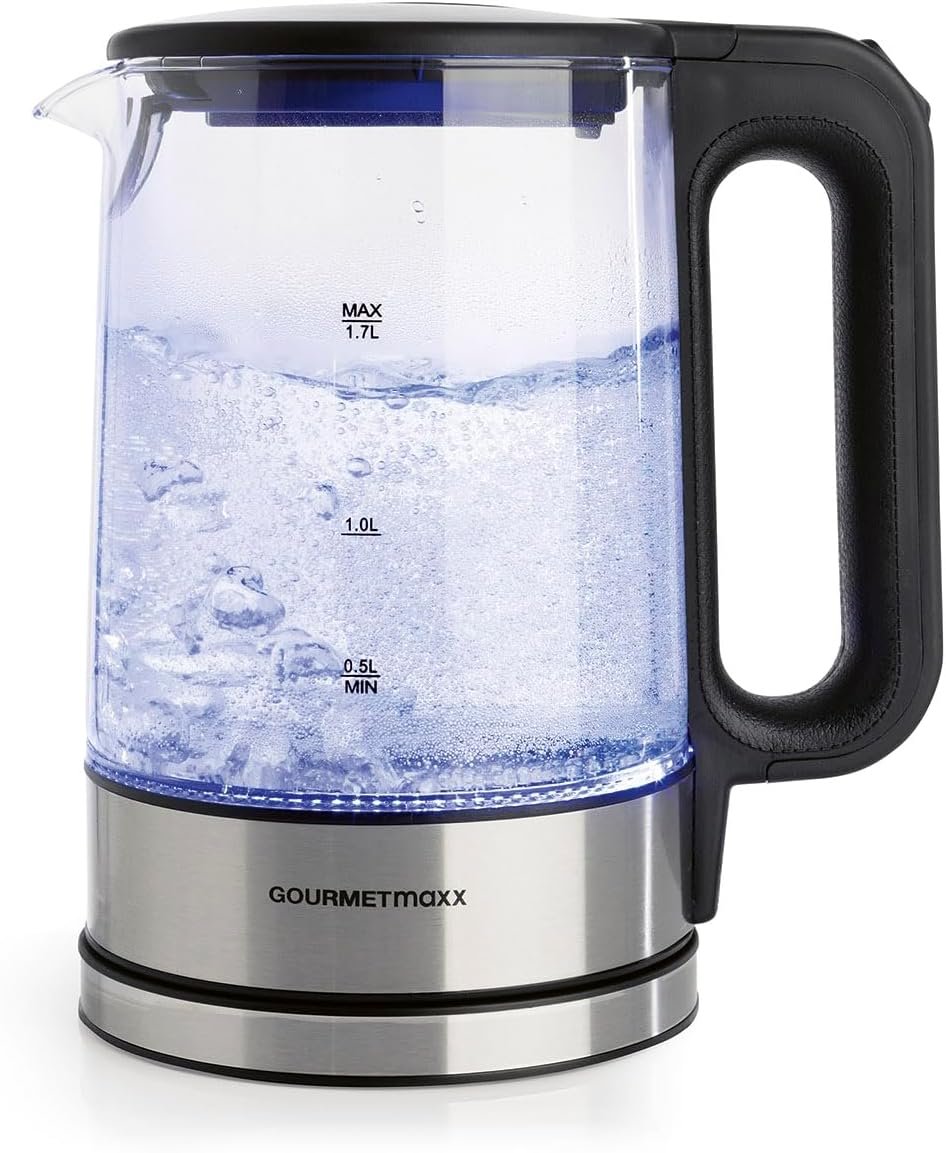 gourmetmaxx glass kettle with blue led lighting gourmetmaxx glass kettle with blue led lighting